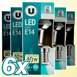 Magasins-U LED Spot E14 40w, Energielabel A+, 3,2W>40W 196 lumen 6x