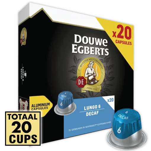 Douwe Egberts Lungo Decaf Koffiecups - Intensiteit 6/12 - 20 capsules