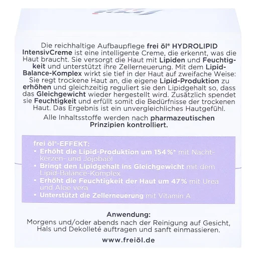 Frei Öl IntensivCreme Lipid Balance Complex verpakking achterzijde