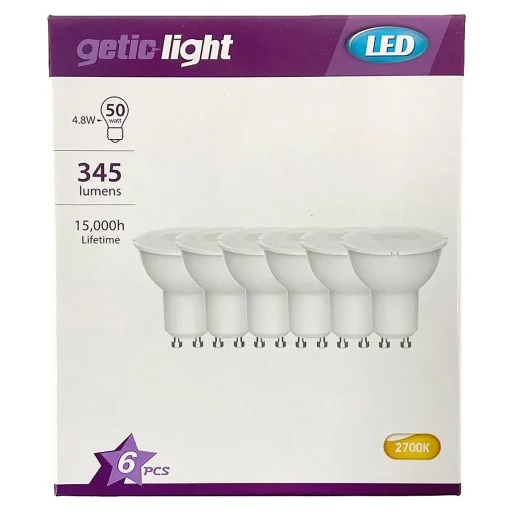 Voorzijde LED-spots GU10 Warm Wit 6 stuks, Energielabel A+