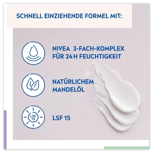 Nivea Gezichtscrème Essentials droge huid SPF 15, 50ml schnel einziehende formel