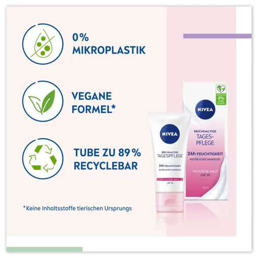 Nivea Gezichtscrème Essentials droge huid SPF 15, 50ml vegan