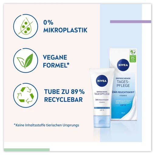 Nivea Gezichtscrème Essentials verfrissend SPF 15, 50ml vegan