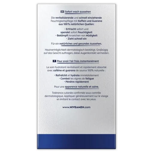 Nivea Men Active Energy Vochtinbrengende Crème 50 ml verpakkng achterzijde