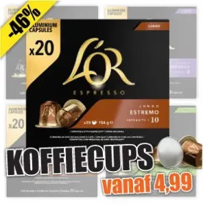 L'Or Koffiecups vanaf 4,99 euro