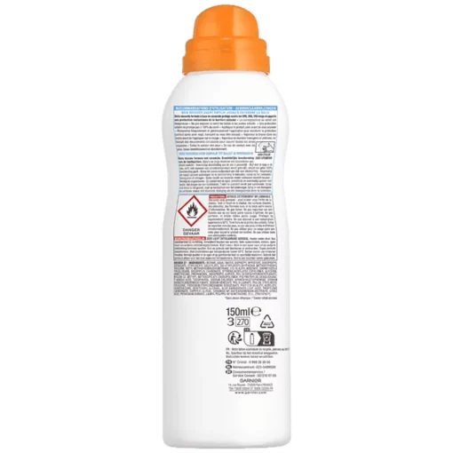 Garnier Ambre Solaire SPF50 Mist 150ml Gevoelige Huid & Waterresistent achterzijde