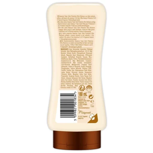 Hawaiian Tropic Satin Protection SPF30 180ml Hydratatie & Bescherming achterzijde