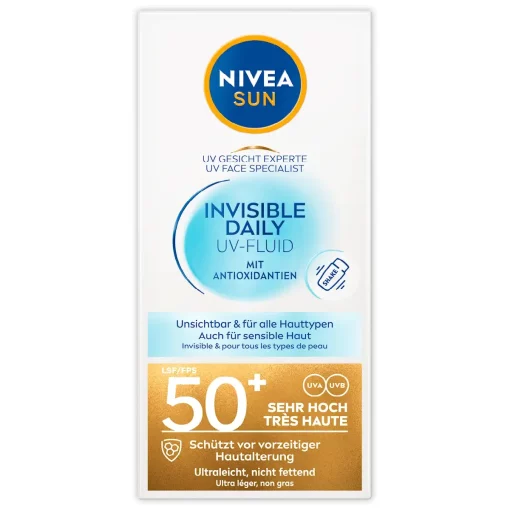 NIVEA SUN Fluid Face Invisible Daily SPF50 verpakking voorzijde