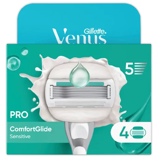 Gillette Venus Pro Comfortglide Sensitive 4-Pack Gladde huid zonder irritatie voorzijde verpakking