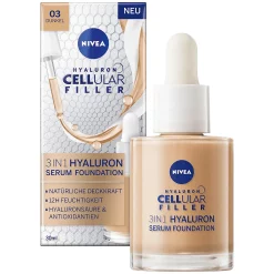 NIVEA 3in1 Hyaluron Serum Foundation Dark 03 30ml Make-up & verzorging