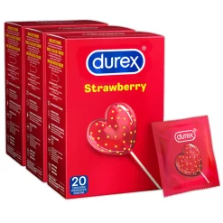 Durex Condooms met Aardbeiensmaak 60-Pack Sensueel en veilig