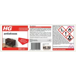 HG Vloeibare Antiekwas 6x300ml voor Glanzend Hout 8 HG Vloeibare Antiekwas label