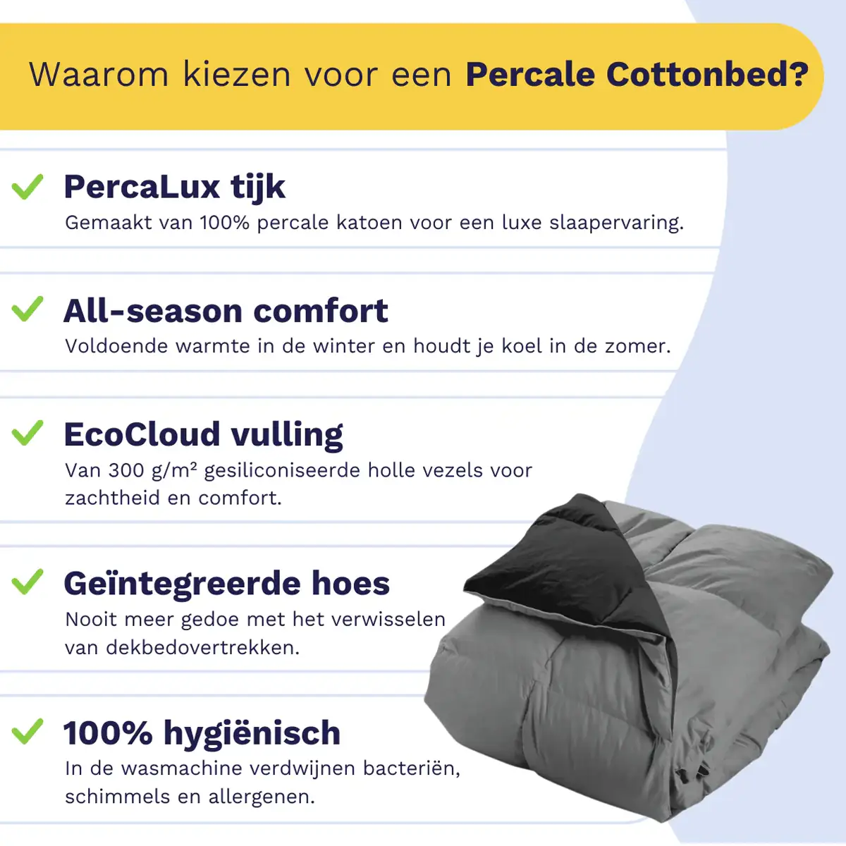 Zelesta Wonderbed Cotton Gelfiber Black and Antracite 200x220cm 7 Zelesta Wonderbed Cotton Gelfiber Black and Antracite 200x220cm - Afbeelding 5