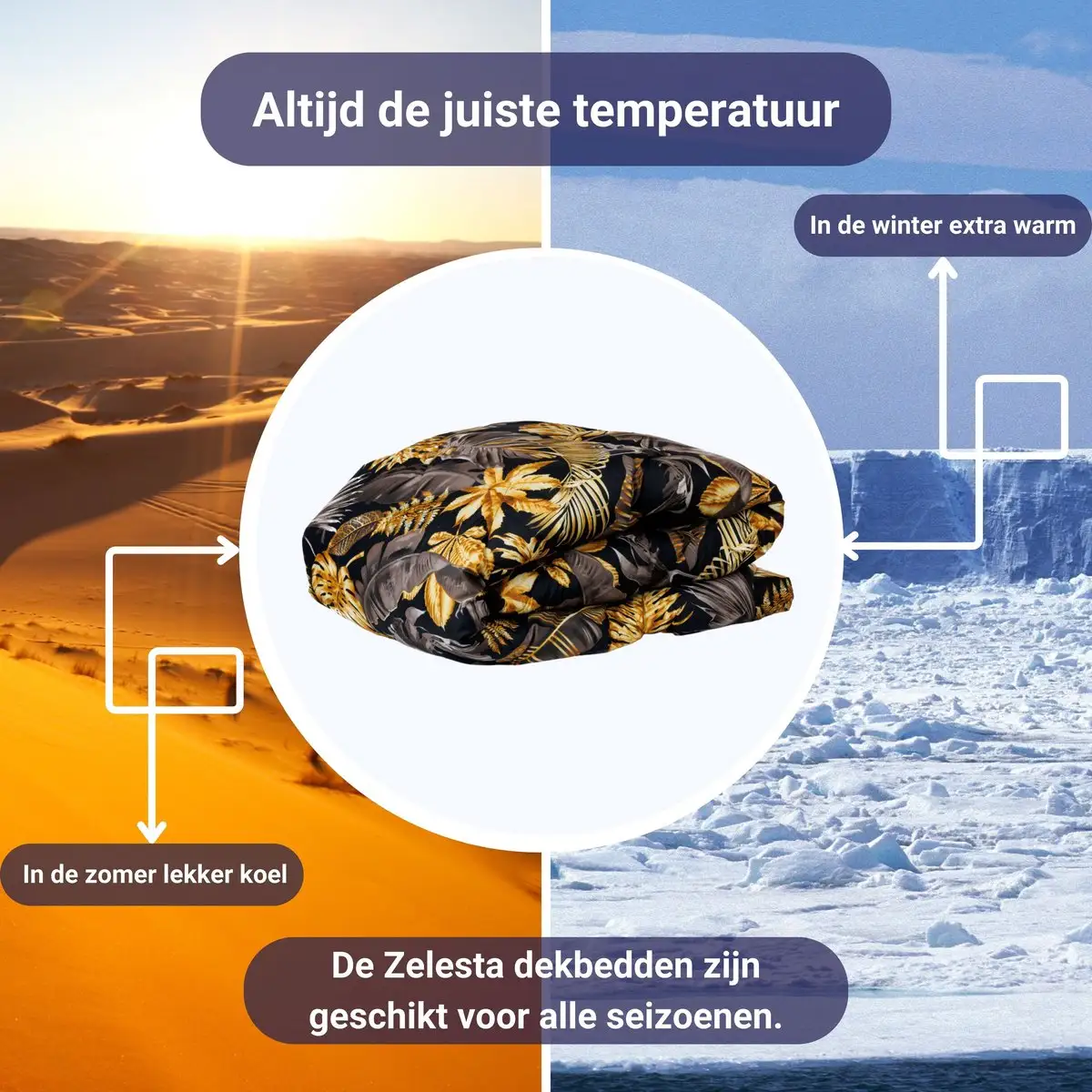Zelesta Wonderbed Golden Leaves 160x220cm 5 Zelesta Wonderbed Golden Leaves 160x220cm - Afbeelding 3
