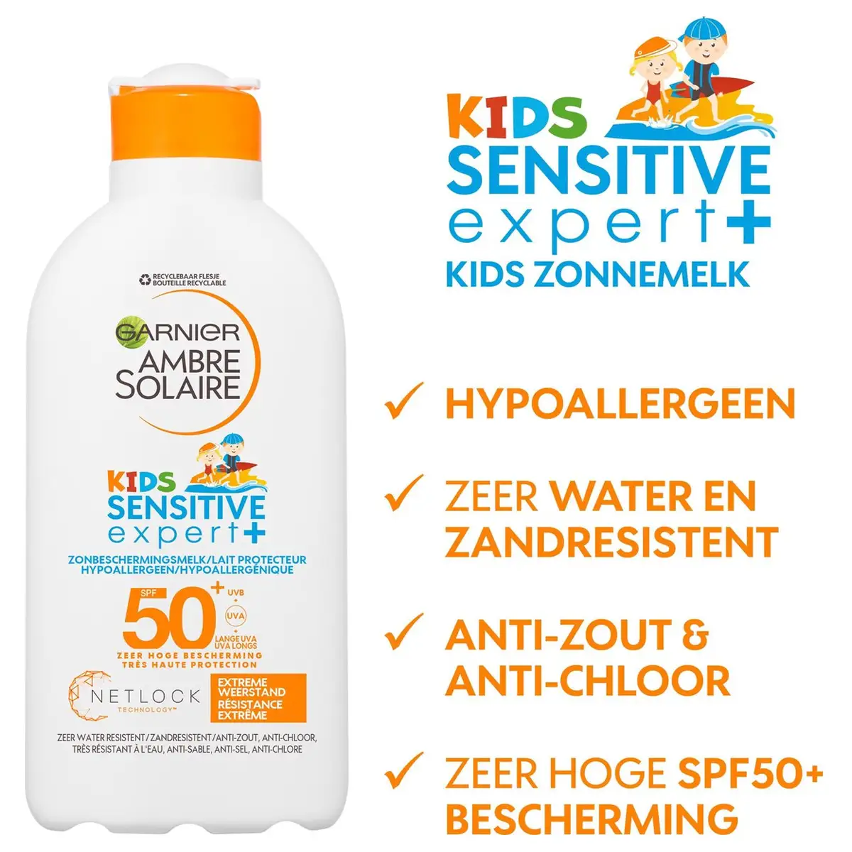 Garnier Ambre Solaire Kids zonnebrandmelk SPF50+ Zonnebrand voor de kinderhuid 200ml 4 Garnier Ambre Solaire Kids zonnebrandmelk SPF50+ Zonnebrand voor de kinderhuid 200ml