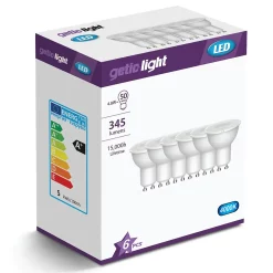LED-spots GU10 COOL WIT 6 stuks, Energielabel A+, 4.8W>50W 345lumen 4000K