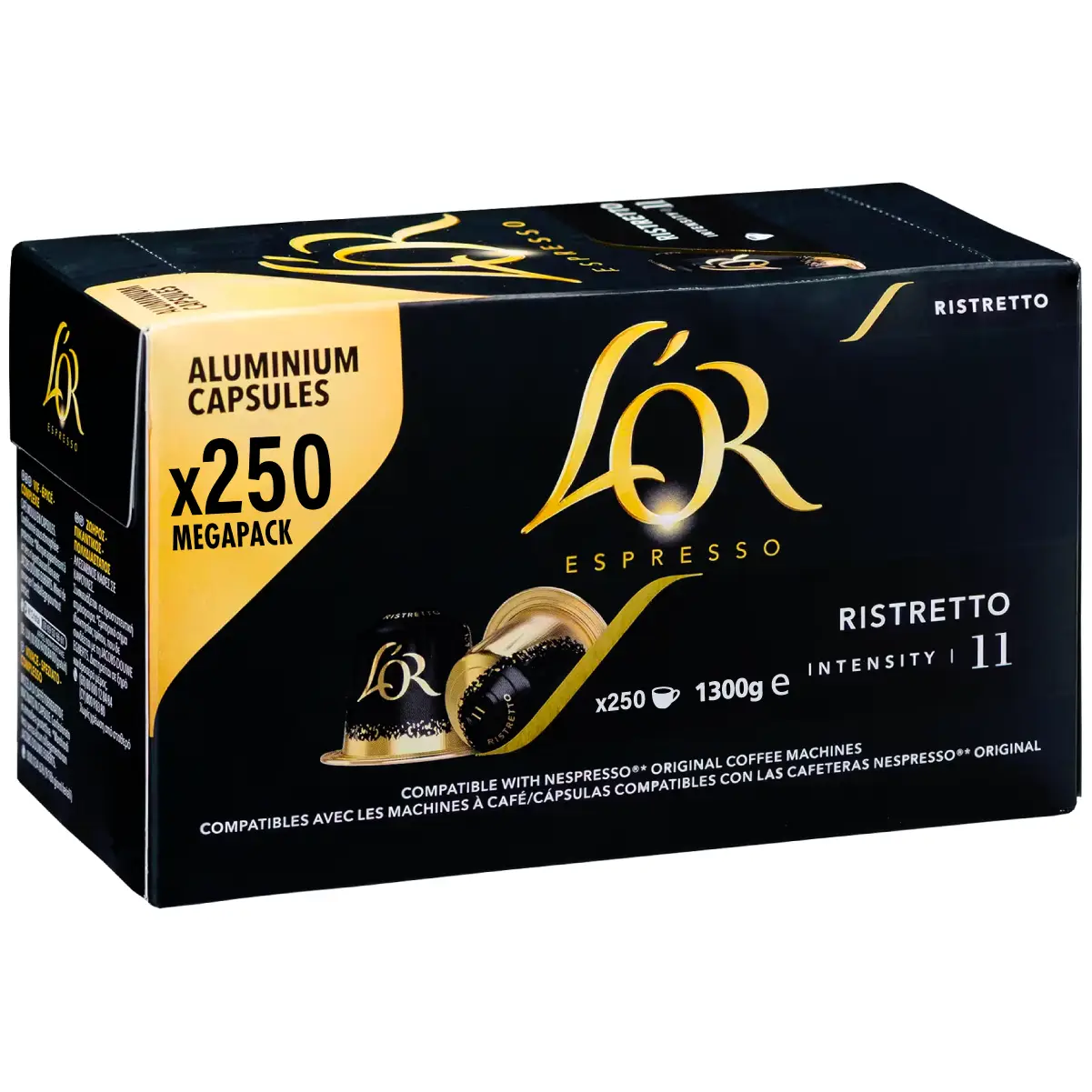 L'Or Ristretto 250 cups 0,24 p/s ACTIE AANBIEDING 6 L'Or Ristretto 250 cups ACTIE MEGAPACK **Intensiteit 11/12