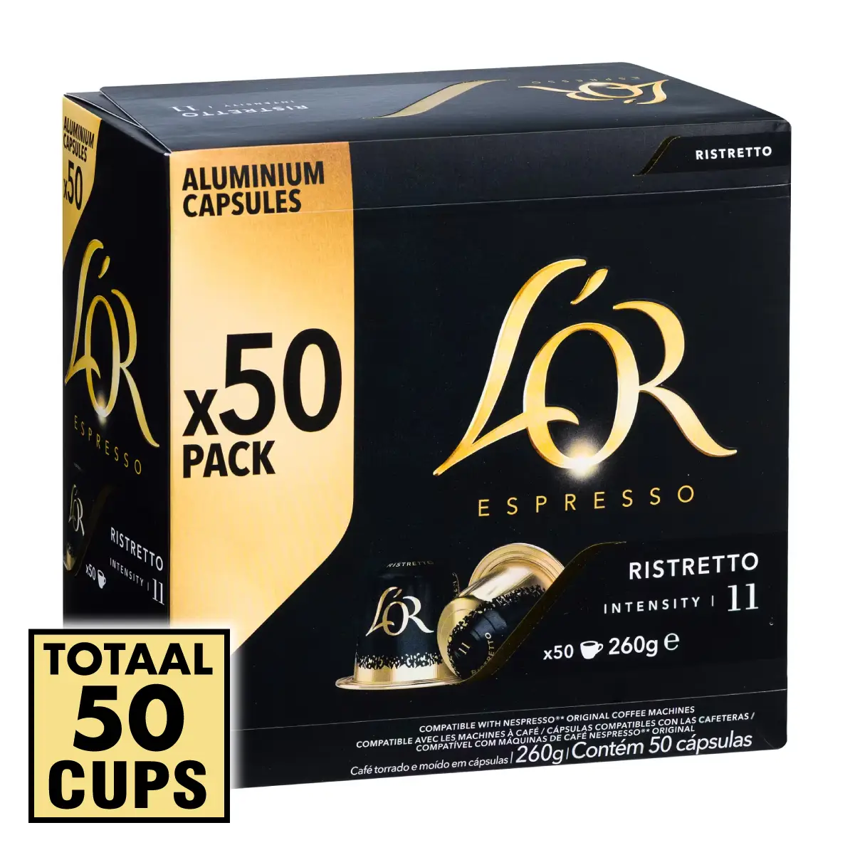 L'Or Ristretto 50 Koffiecups **Intensiteit 11/12 3 L'Or Ristretto 50 Koffiecups **Intensiteit 11/12 OP=OP