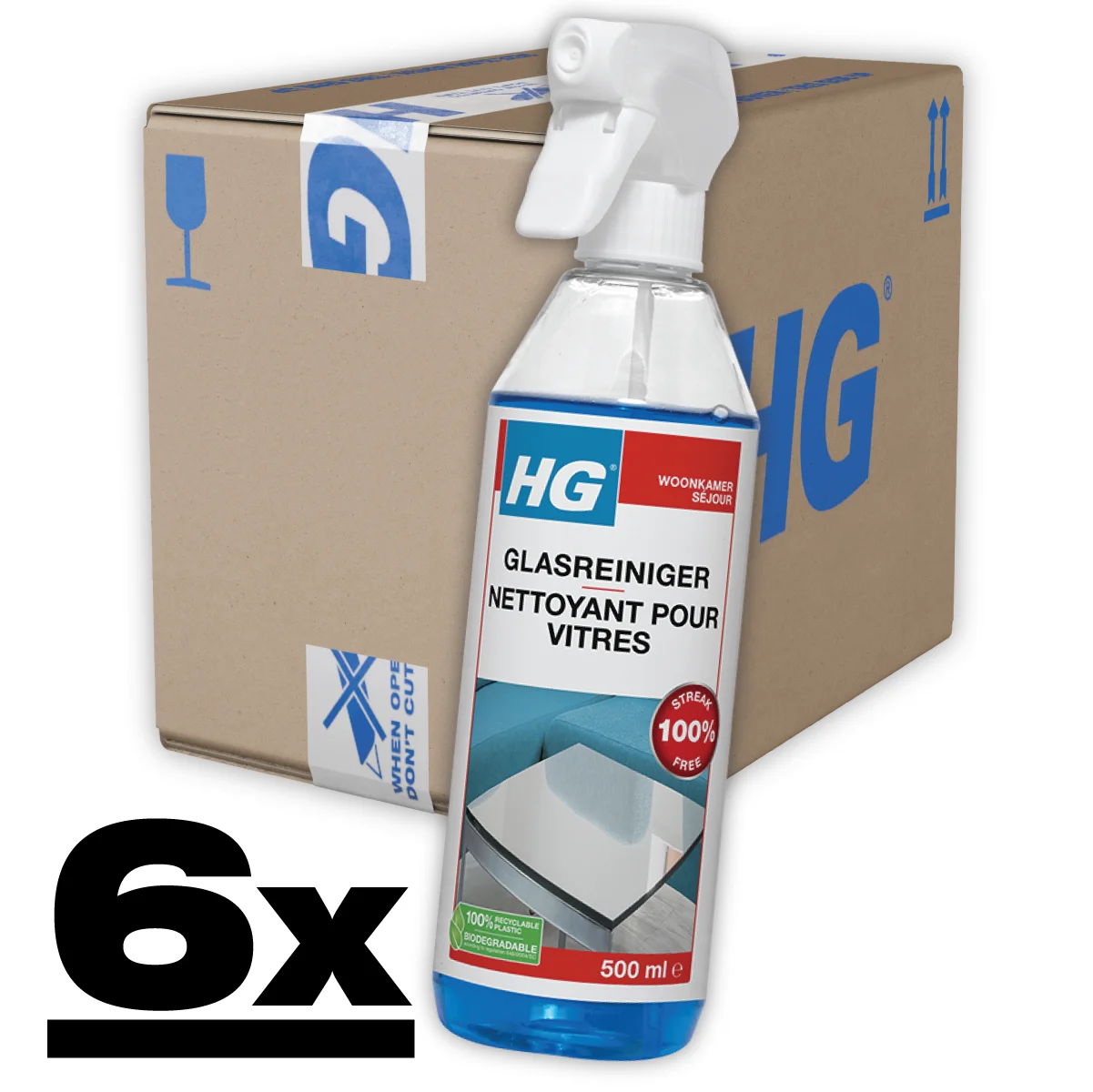 HG Glasreiniger 6x500ml - Streeploos Schone Ramen & Spiegels 3 HG Glasreiniger 6x500ml - Streeploos Schone Ramen & Spiegels