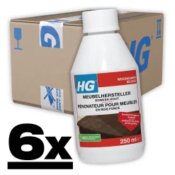 6x HG Meubelhersteller Donker Hout 250ml Herstelt kleur & glans