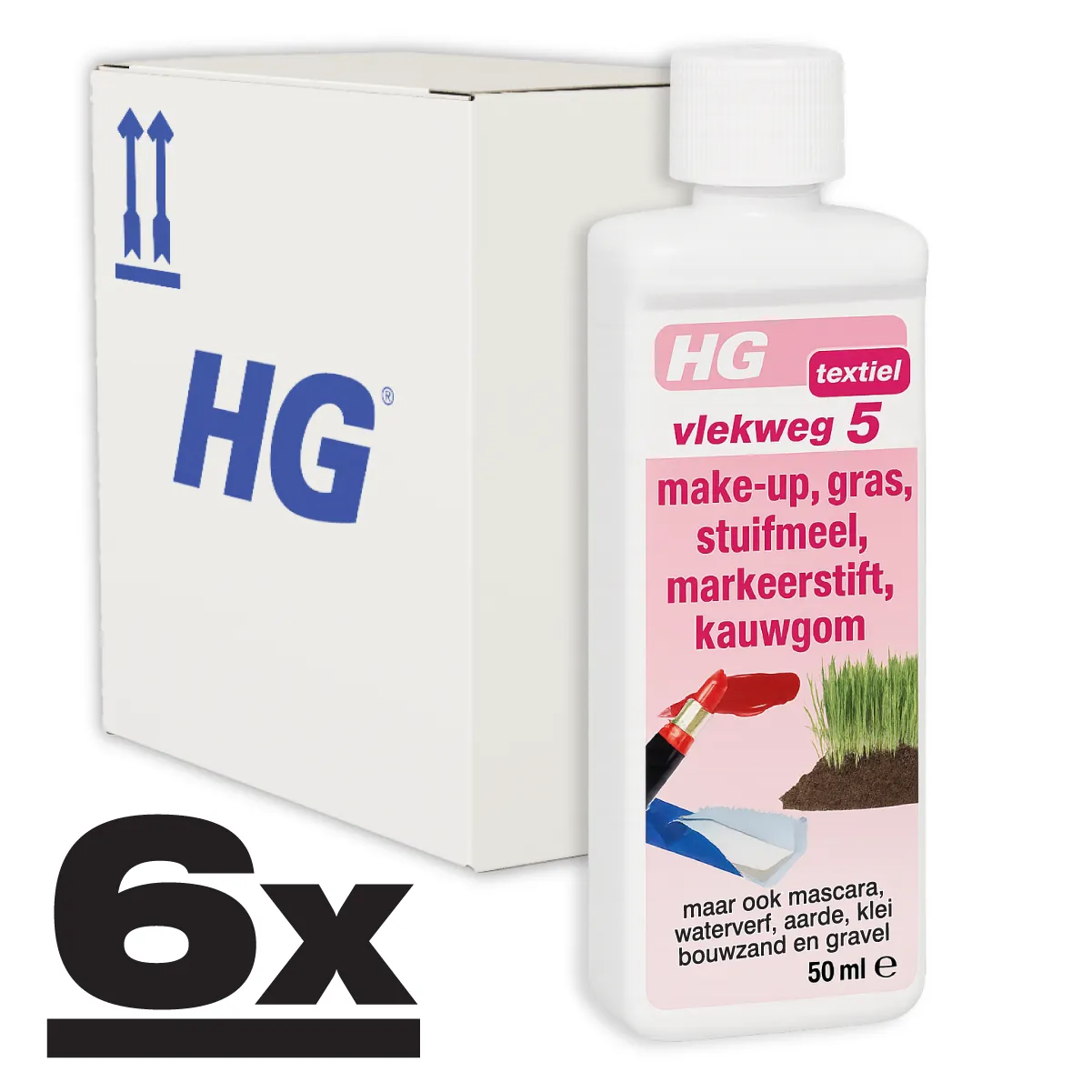 HG Vlekweg 5 Tegen Kauwgum, Make-Up & Gras 6x50ml 5 HG Vlekweg 5 Tegen Kauwgum, Make-Up & Gras 6x50ml
