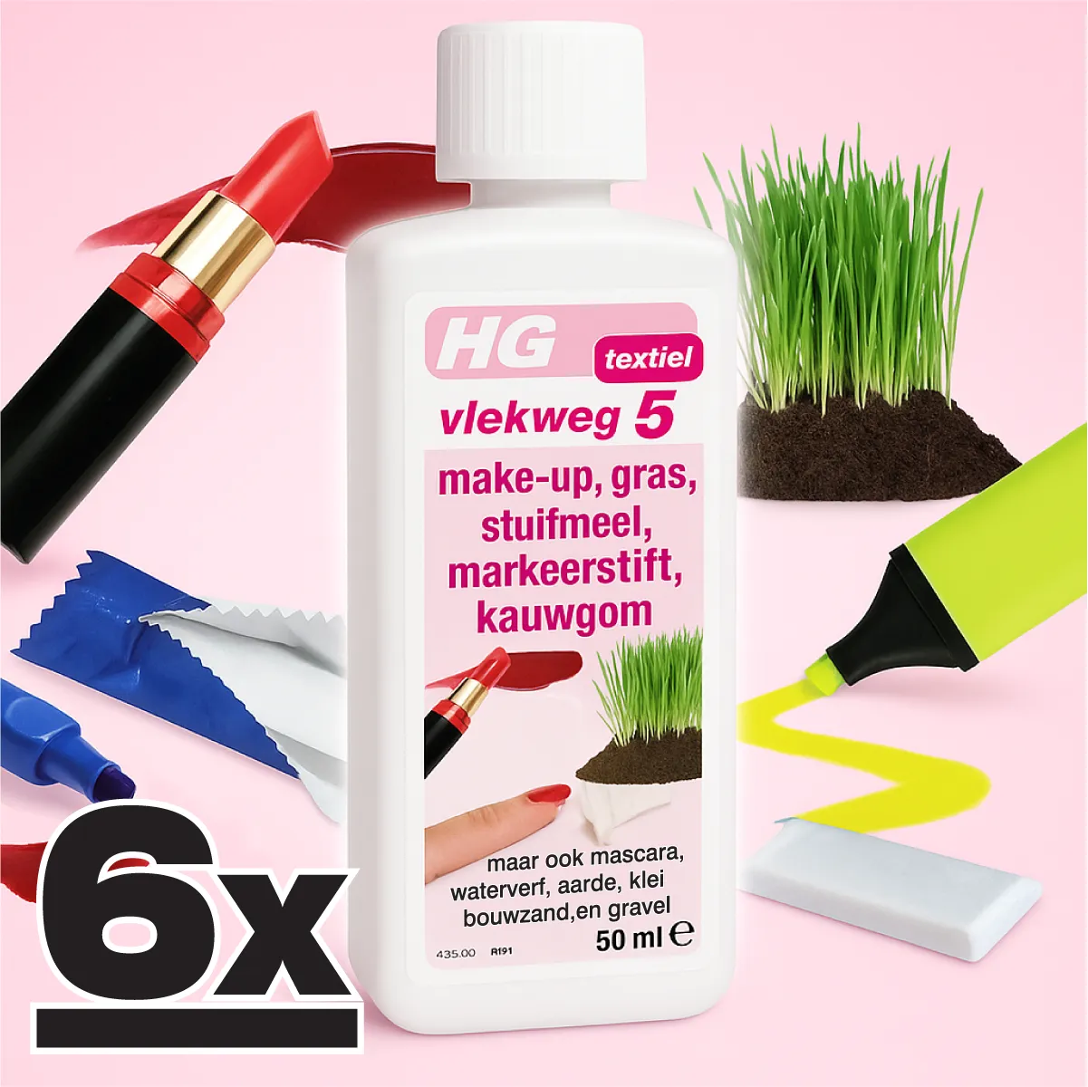HG Vlekweg 5 Tegen Kauwgum, Make-Up & Gras 6x50ml 3 HG Vlekweg 5 Tegen Kauwgum, Make-Up & Gras 6x50ml