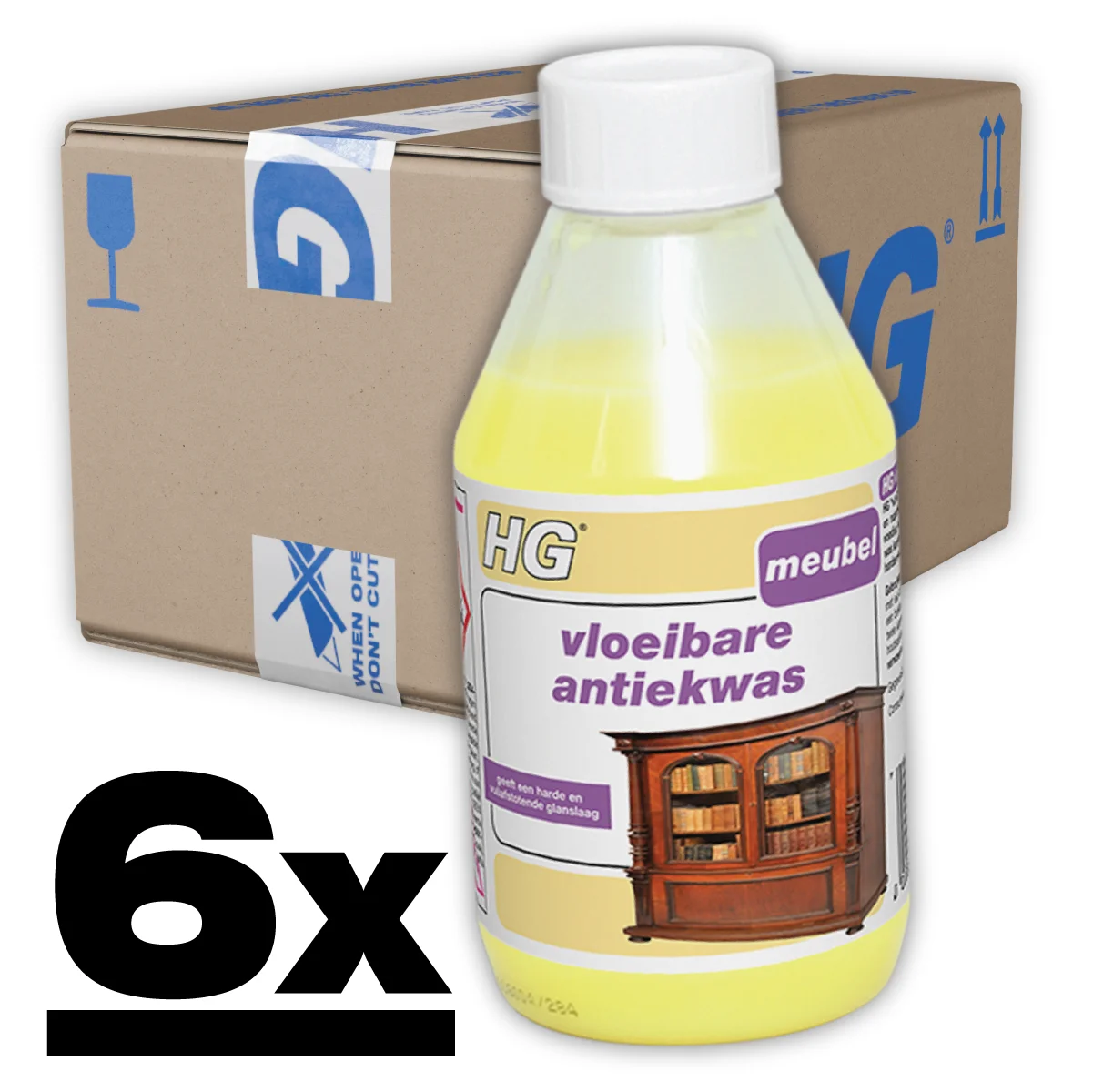 HG Vloeibare Antiekwas 6x300ml voor Glanzend Hout 3 HG Vloeibare Antiekwas 6x300ml voor Glanzend Hout