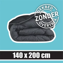 Sleeptime Wasbaar Dekbed ZONDER Overtrek Black-Antraciet 140x200cm