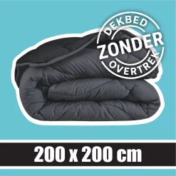 Sleeptime Wasbaar Dekbed ZONDER Overtrek Black-Antraciet 200x200cm