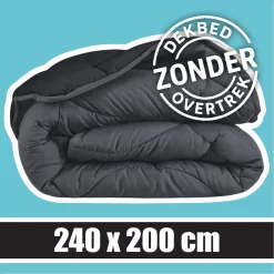 Sleeptime Wasbaar Dekbed ZONDER Overtrek Black-Antraciet 240x200cm