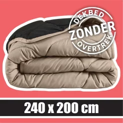 Sleeptime Wasbaar Dekbed ZONDER Overtrek Black-Taupe 240x200cm