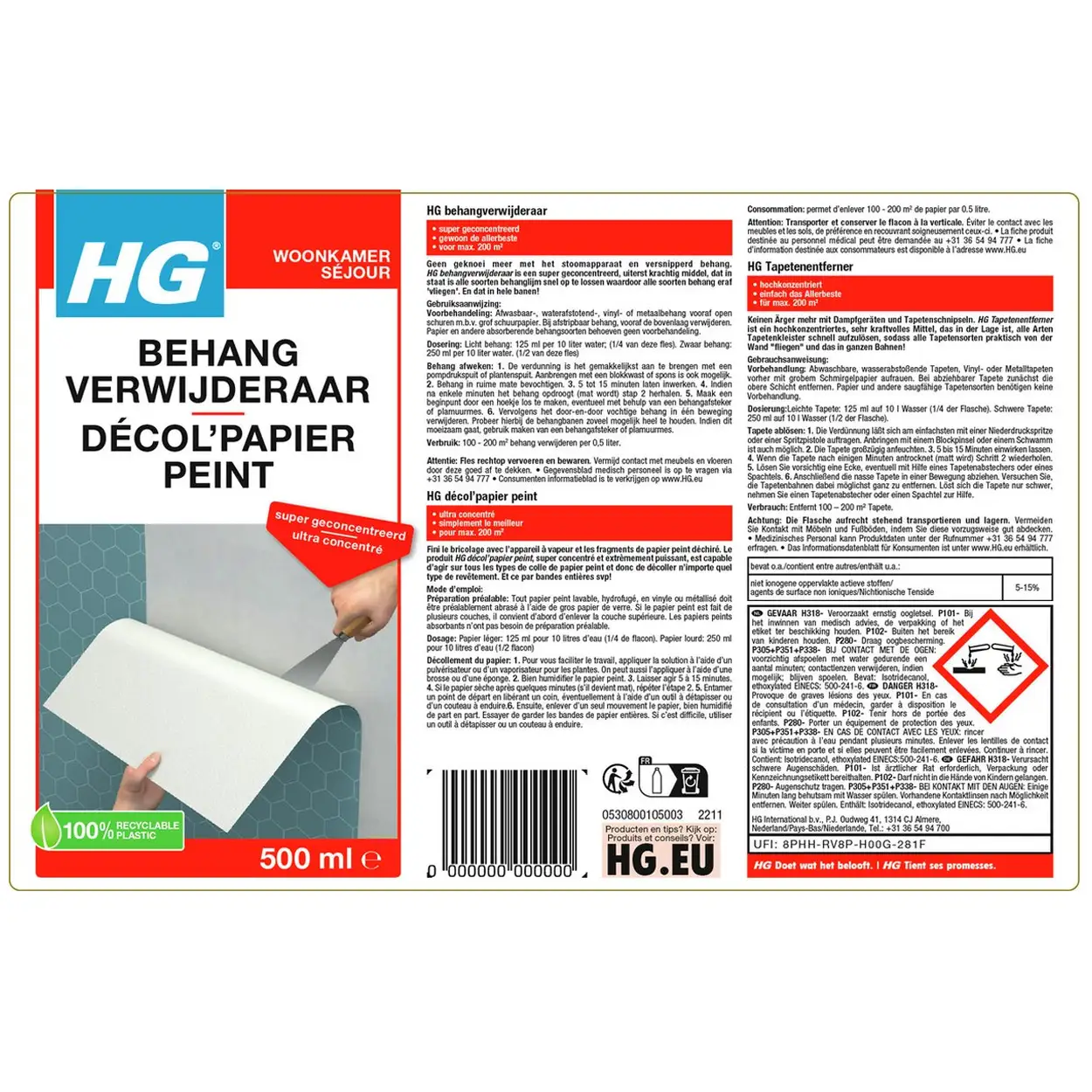 HG Behangverwijderaar 500ml Snel & Zuinig Behang Weg 5 HG Behangverwijderaar 500ml Snel & Zuinig Behang Weg