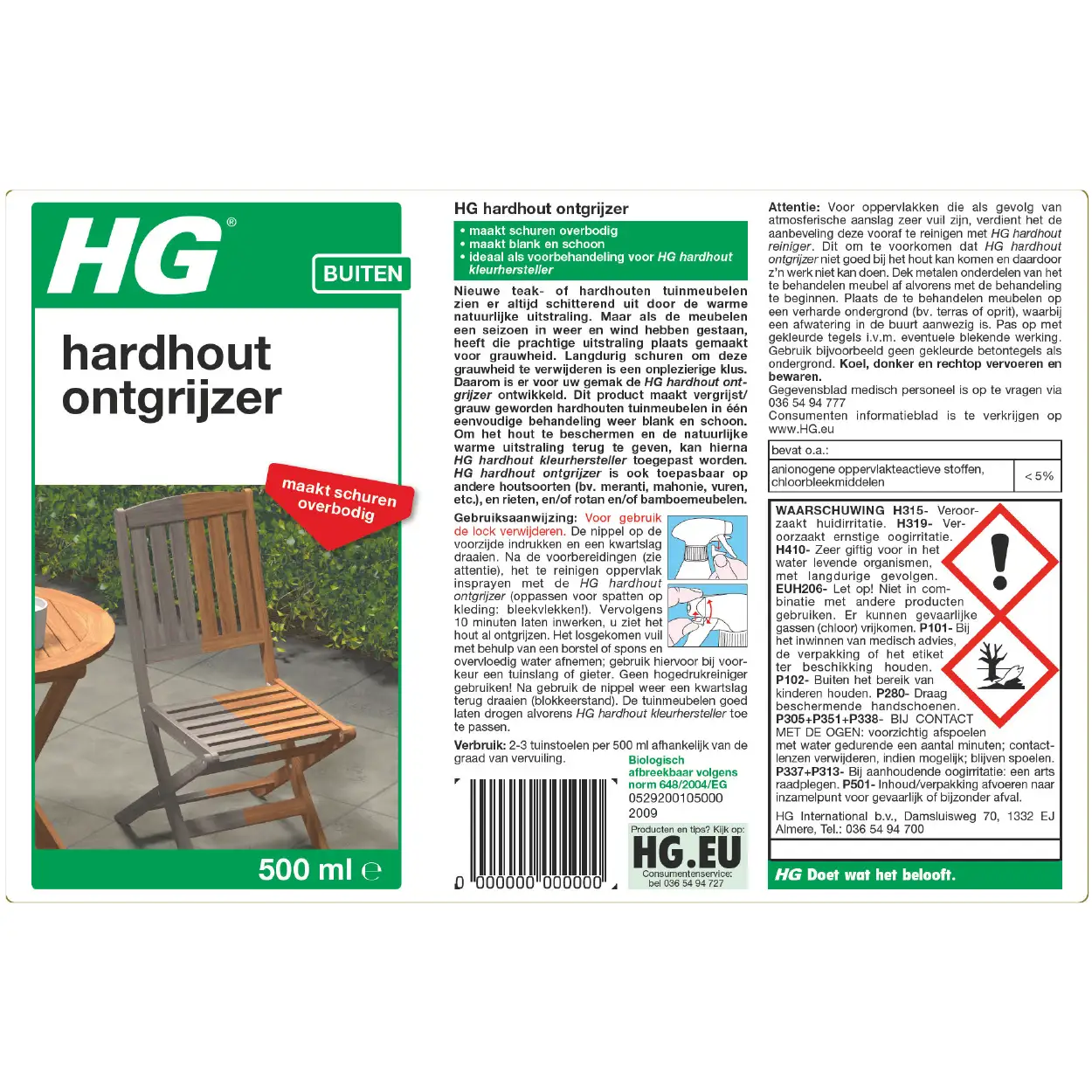 HG Hardhout Kleurhersteller 500ml Herstel & Bescherm Tuinhout 5 HG Hardhout Kleurhersteller 500ml Herstel & Bescherm Tuinhout