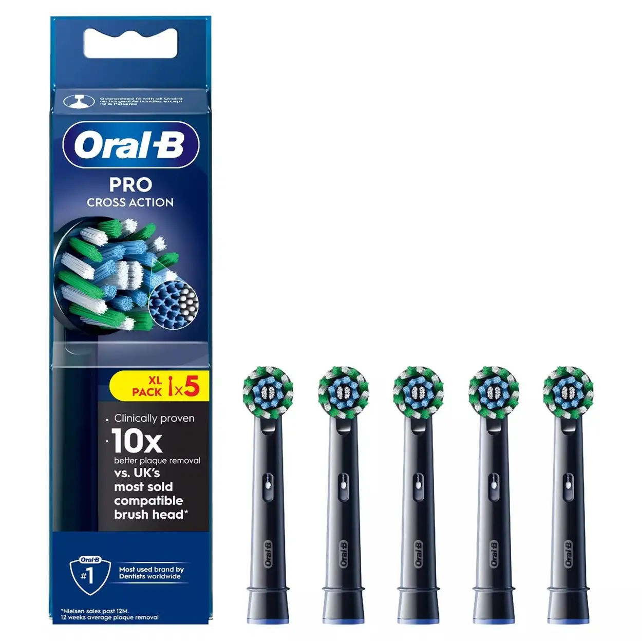 Oral-B Cross Action zwarte opzetborsteltjes 5-Pack 2 Oral-B Cross Action zwarte opzetborsteltjes 5-Pack