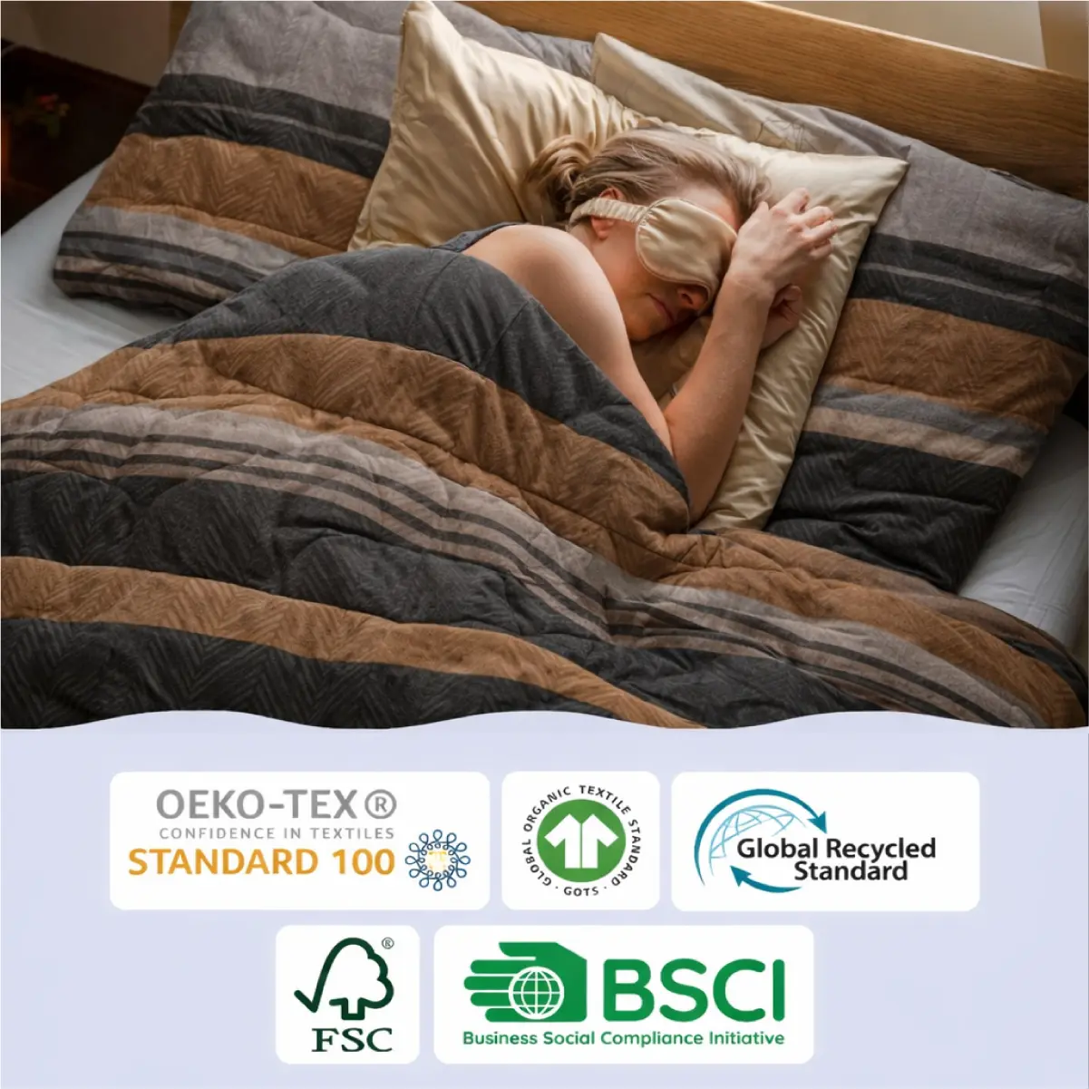 Zelesta Royalbed Brown Stripes 140x200cm - Dekbed zonder overtrek - met instopstrook - wasbaar op 40 graden - droger geschikt 10 Royalbed Brown Stripes keurmerken