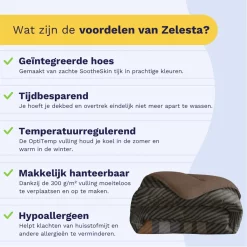 Zelesta Royalbed Brown Stripes 140x200cm - Dekbed zonder overtrek - met instopstrook - wasbaar op 40 graden - droger geschikt 14 Royalbed Brown Stripes voordelen