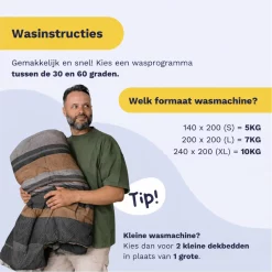 Zelesta Royalbed Brown Stripes 140x200cm - Dekbed zonder overtrek - met instopstrook - wasbaar op 40 graden - droger geschikt 16 Royalbed Brown Stripes wasinstructies