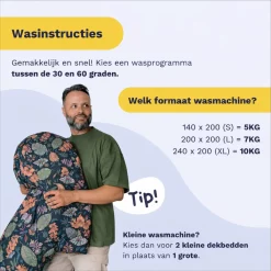 Zelesta Royalbed Flower Power 240x200cm - Dekbed zonder overtrek - met instopstrook - wasbaar op 40 graden - droger geschikt 16 Royalbed Flower Power wasinstructies