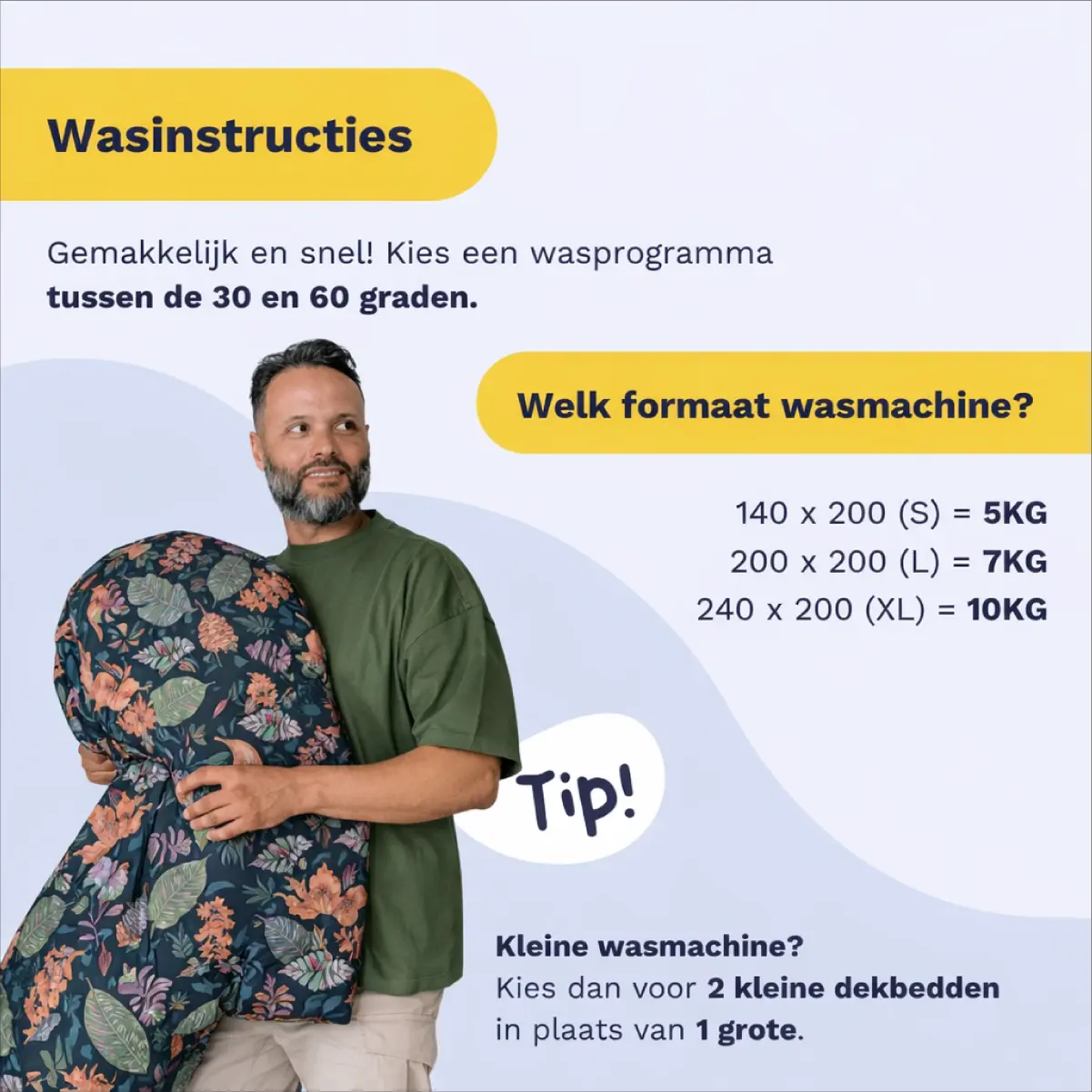 Zelesta Royalbed Flower Power 240x200cm - Dekbed zonder overtrek - met instopstrook - wasbaar op 40 graden - droger geschikt 9 Royalbed Flower Power wasinstructies