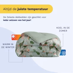 Zelesta Royalbed Happy Flower 140x200cm - Dekbed zonder overtrek - met instopstrook - wasbaar op 40 graden - droger geschikt 15 Royalbed Happy Flower seizoen
