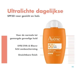 Avène Ultra Fluid Invisible SPF50 Getinte zonnebrandcrème voor alle huidtypen 50ml 4 Avène Ultra Fluid Invisible SPF50 Getinte zonnebrandcrème voor alle huidtypen 50ml