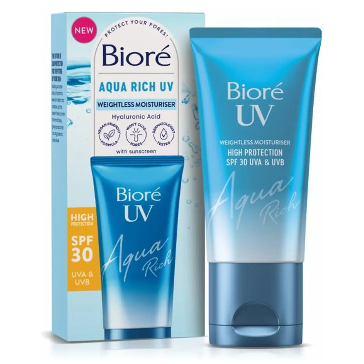 Bioré Weightless Moisturiser UV Aqua Rich SPF30 50ml 3 Bioré Weightless Moisturiser UV Aqua Rich SPF30 50ml