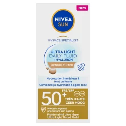 NIVEA SUN UV Face Ultra Light SPF50 Medium Tinted Wintersport Ski Zonnebrandcrème 40ml