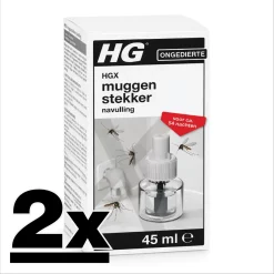 2x HG Muggenstekker Navulling 45ml