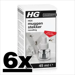 6x HG Muggenstekker Navulling 45ml