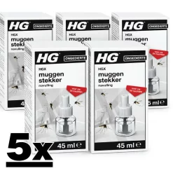 5x HG Muggenstekker Navulling 45ml