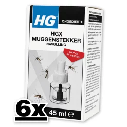 6x HG Muggenstekker Navulling 45ml