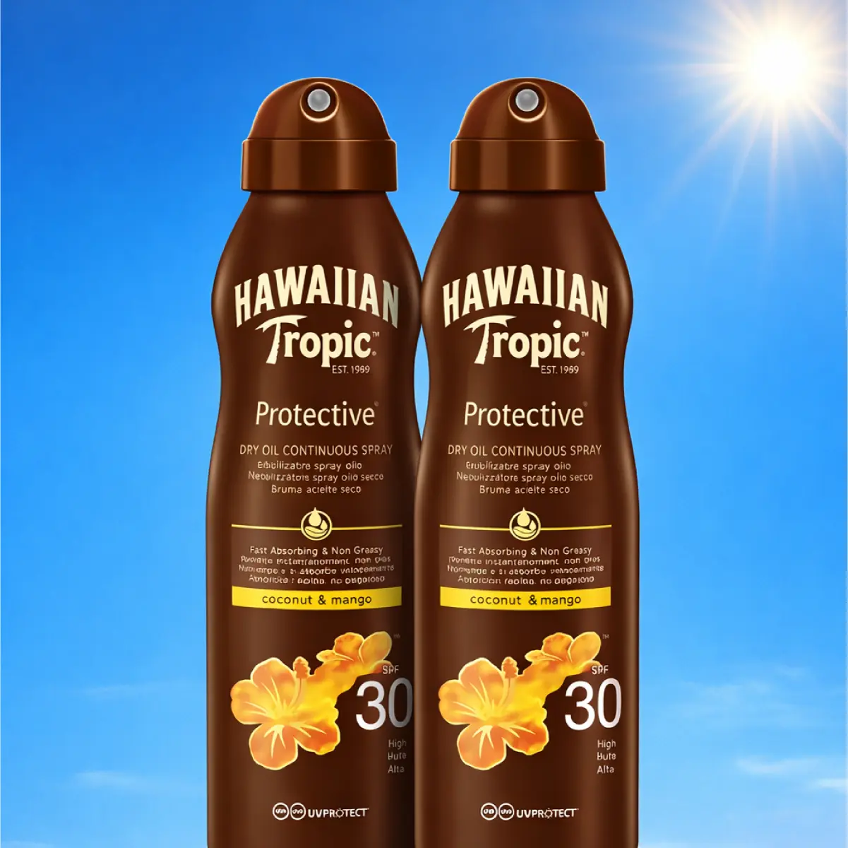 2x Hawaiian Tropic Dry Oil Spray SPF30 177ml - Glow & Bescherming 3 2x Hawaiian Tropic Dry Oil Spray SPF30 177ml - Glow & Bescherming