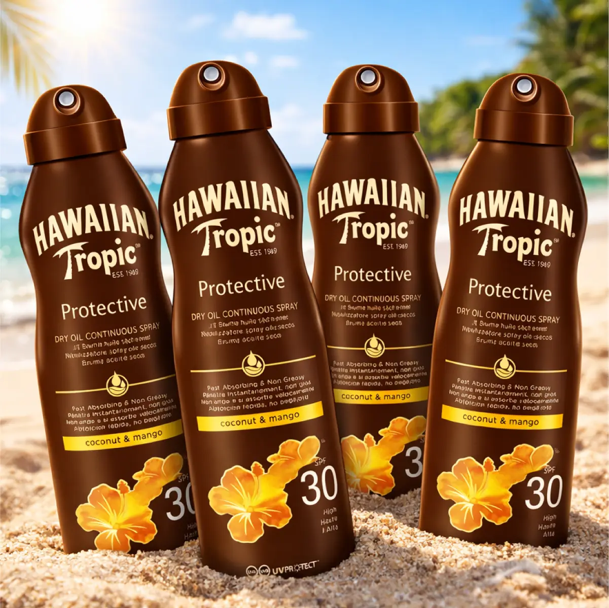 4x Hawaiian Tropic Dry Oil Spray SPF30 177ml - Glow & Bescherming 3 4x Hawaiian Tropic Dry Oil Spray SPF30 177ml - Glow & Bescherming