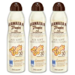 3x Hawaiian Tropic Silk Hydration SPF30 177ml Luchtige zonnebrandspray